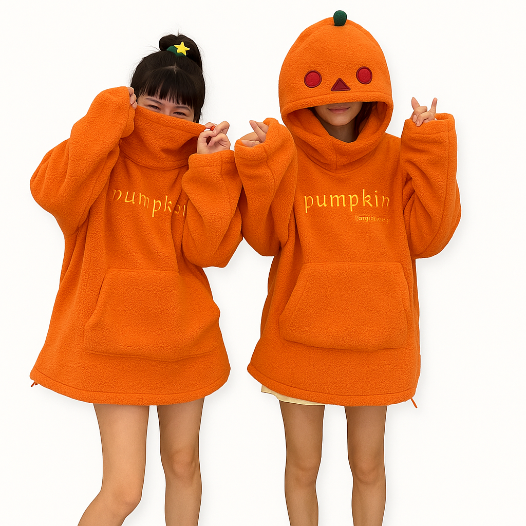 Sweat à capuche unisexe en polaire avec tête de citrouille
