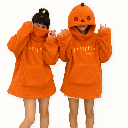 Sweat à capuche unisexe en polaire avec tête de citrouille